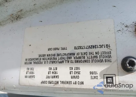 1997 Chevrolet Cavalier z USA, uszkodzony, nr VIN 1G1JC1242V7173270